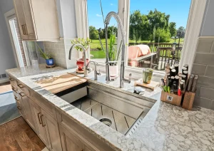 Modern farmhouse kitchen remodeling project completed in Torrance, California.